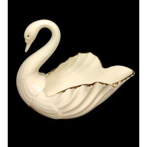 Lenox Small Swan Trinket Dish 120th Anniversary Collection With Gold Trim